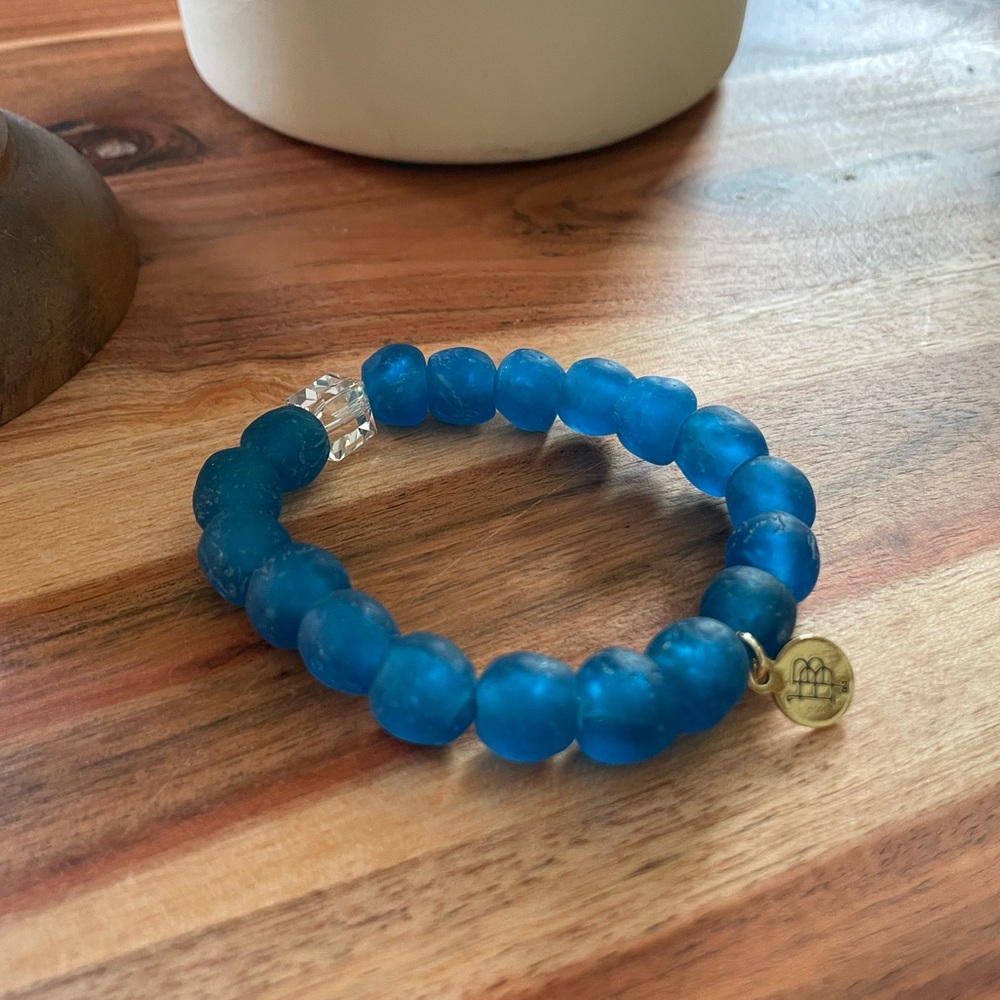 Blue Sea Glass Kendley bracelet by Bourbon & Boweties